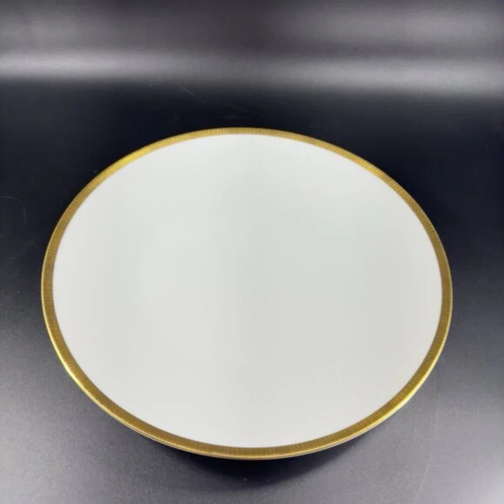 Rosenthal Germany 3680 White Gold Band Black Lines Dish Plate 9.75Inch Set 3 VTG